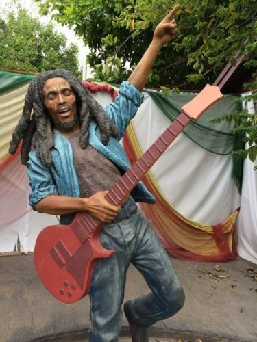 Statue of Bob Marley in the Trench Town Culture Yard Museum, West Kingston, Jamaica.