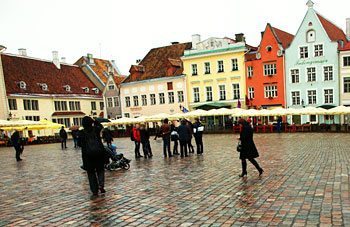 The city square in Talinn, Estonia. 