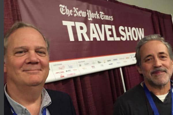 Max Hartshorne and photographer Paul Shoul at the 2016 NY Times Travel Show.