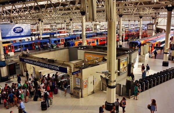 London's Waterloo Station - railway terminus and underground station, originally constructed in 1848