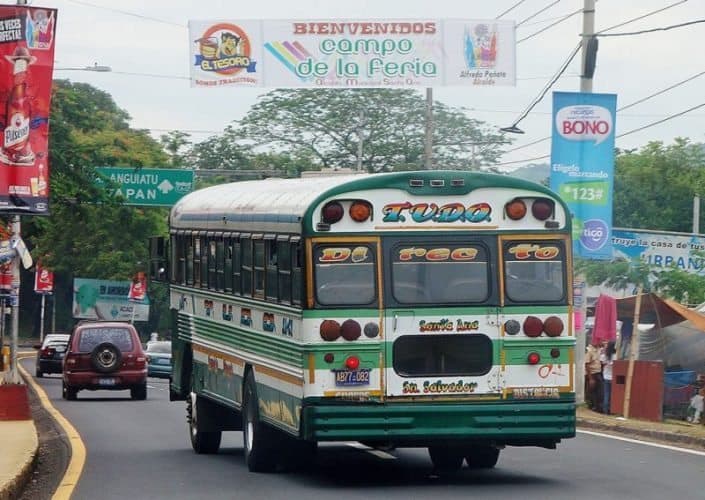 Chicken Bus in San Salvador, El Salvador.