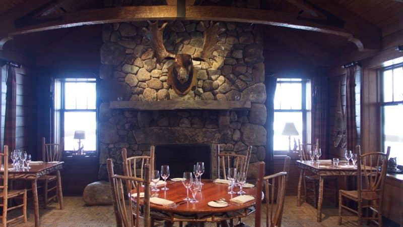 Lake Placid Lodge Artisans Restaurant dining room.