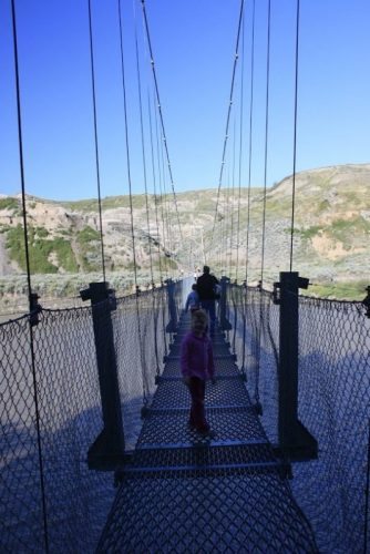 The Rosedale suspension bridge in the Badlands
