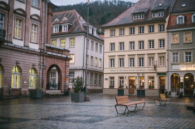 The Altstadt, the oldest part of Heidelberg, Germany.