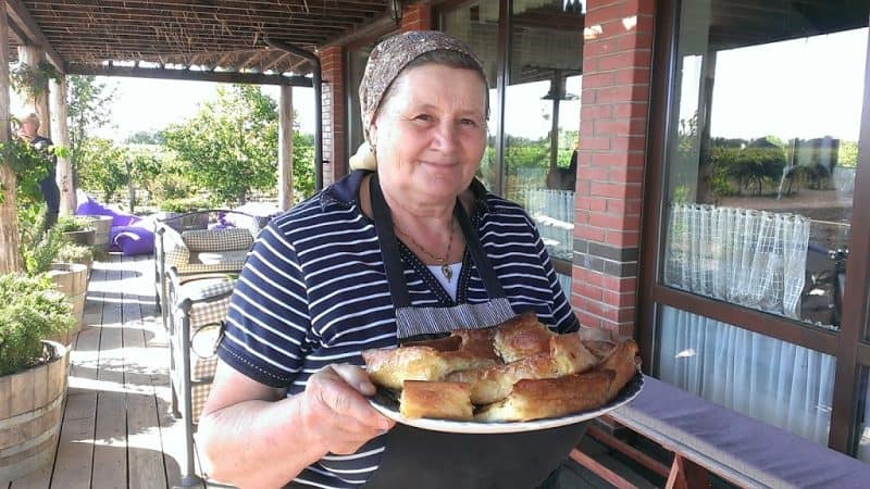 A Etcetera Winery Owners mother Nina Luchianov with her placinta.