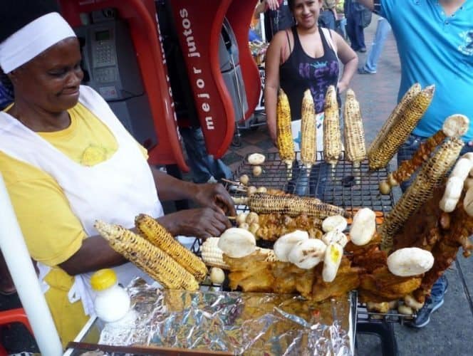 Barbequed corn sold on the streets of Medellin.