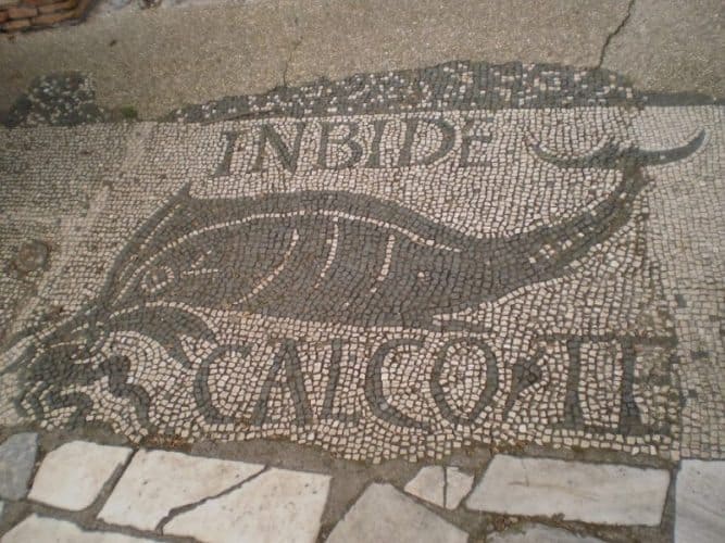 Ostia Antica fishmongers mosaic.