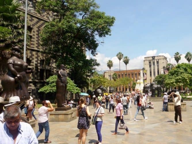 Plaza Botero in Medellin, full of sculptures of the plump women and men the famous artist loved.