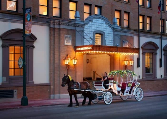 Romantic buggy rides take guests on a tour of the downtown at the St. Anthony Hotel, just a few blocks from the Alamo.