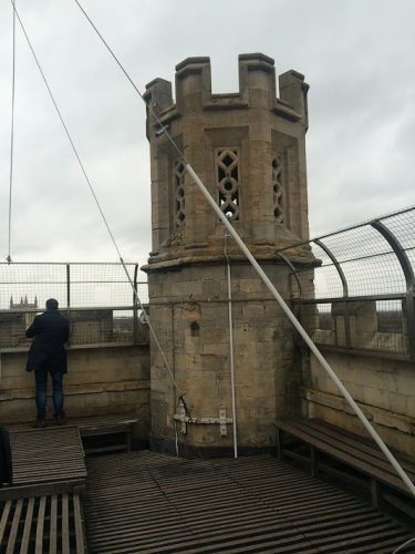 Cambridge is cold and blustery and you may feel more of a chill at the top of the Tower, but don't forget to take a few panoramic shots of the view below!