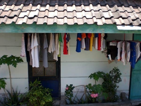 A matter of trust: clothes are hanged to dry in the streets in the citadel of Yogyakarta.