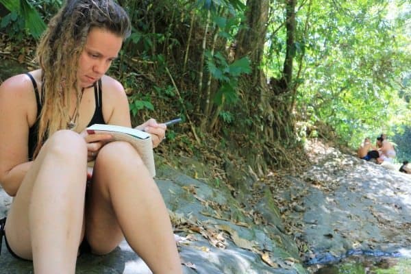 Journaling by the waterfall in Uvita.