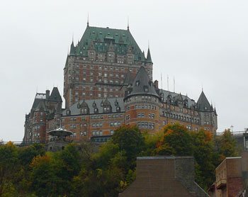 The Chateau Frontenac towers over the city like a stately colossus.