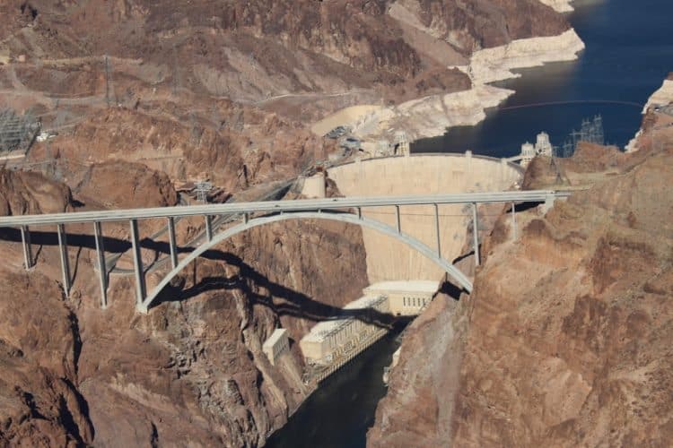 The Hoover dam from the air.