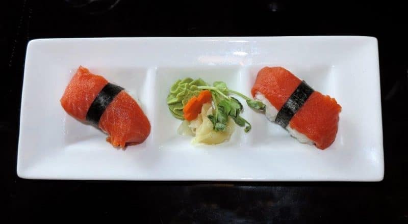 Salmon sushi, the specialty of Vancouver.