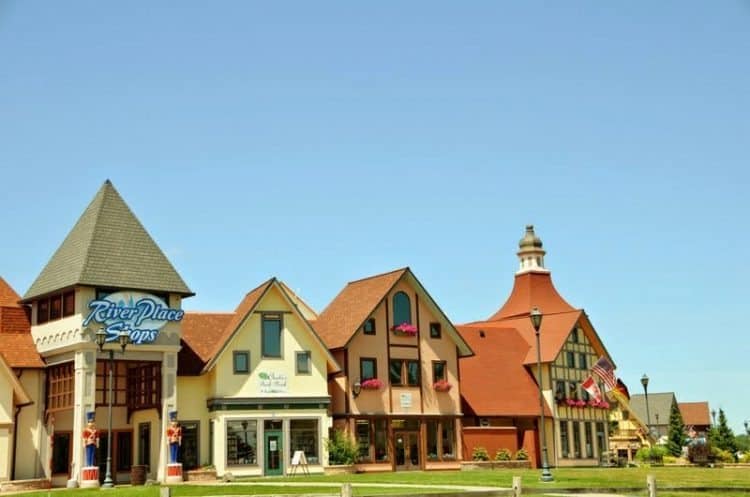 Half Timbered Architecture of the River Place Shops in Frankenmuth, Michigan. Amy Piper photos.