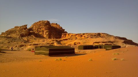 Moon Valley Camp, here seen from a ridge, is one of scores of Bedouin camps offering accommodations.