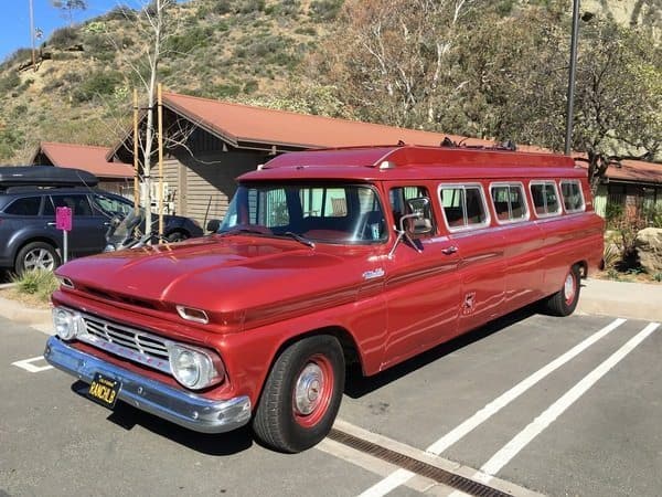 Riding in style: a 1962 Chevy Stageway coach is how guests get ferried around at the Ranch at Laguna Beach. 