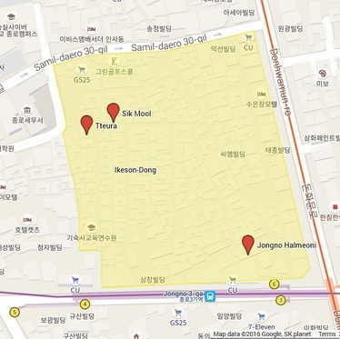 A map of Ikeson Dong, in Seoul. 