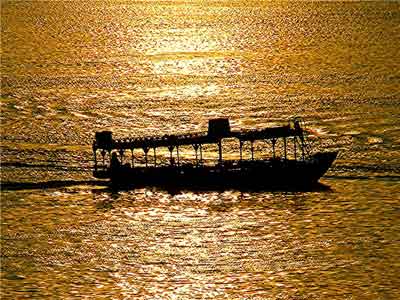 A boat traveling down the Nile in Egypt.