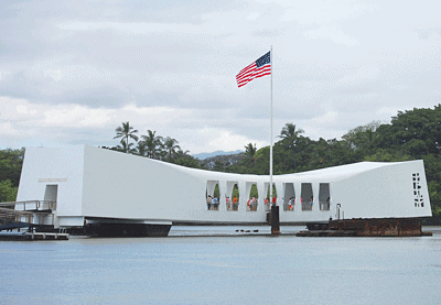 The USS Arizona Memorial in Pearl Harbor 