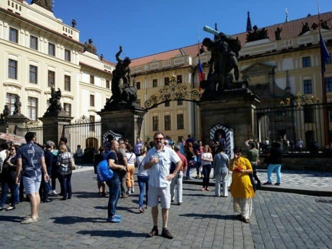 At the gates to the Prague castle.