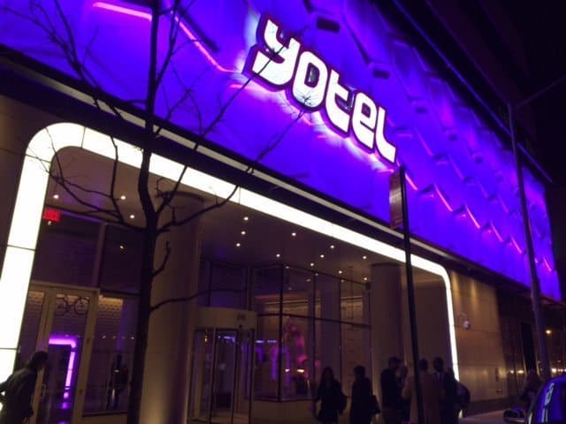 The purple Yotel sign, many people have walked or driven by this on 10th Ave.