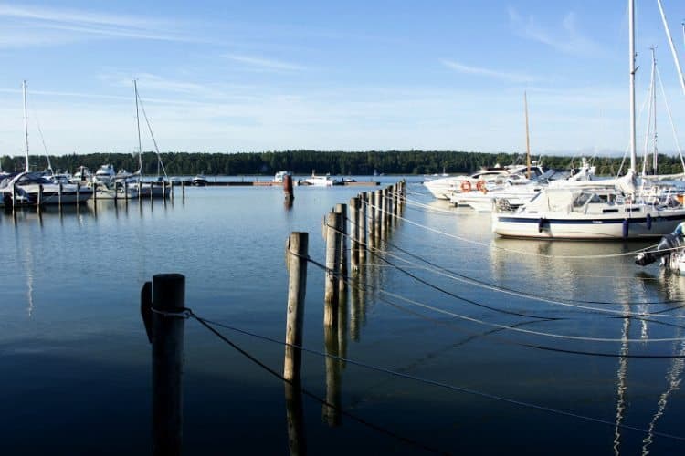 View from Merisali restaurant to the waterfront in Naatali, Finland.