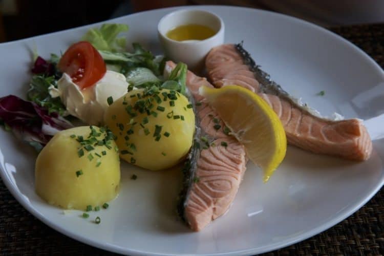 Poached wild salmon in Norway.