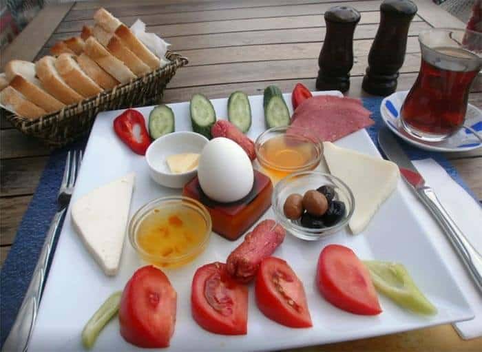 A typical Turkish breakfast in Istanbul.