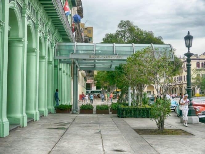 Entrance to the Hotel Saratoga in Havana.