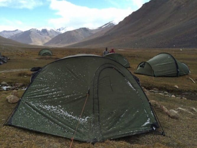 Snow dusted our tents on more than one occasion during the trek through Afghanistan.