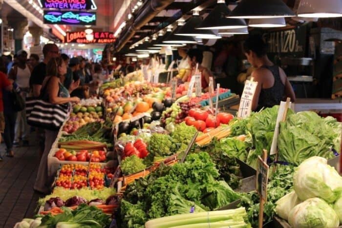 Vegetables of all descriptions are for sale in the market.