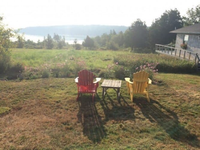 At the Inn at Whale's Cove, a few seats with great views in the early morning light.
