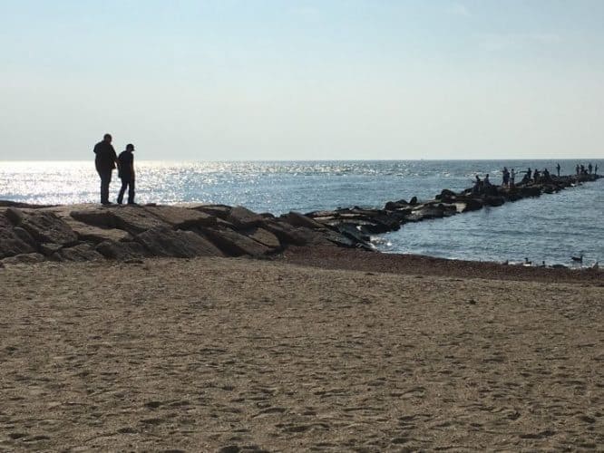 Hammonasset State Park has a nice wide beach for strolling and rocks that kids like to climb and fishermen like to cast from.