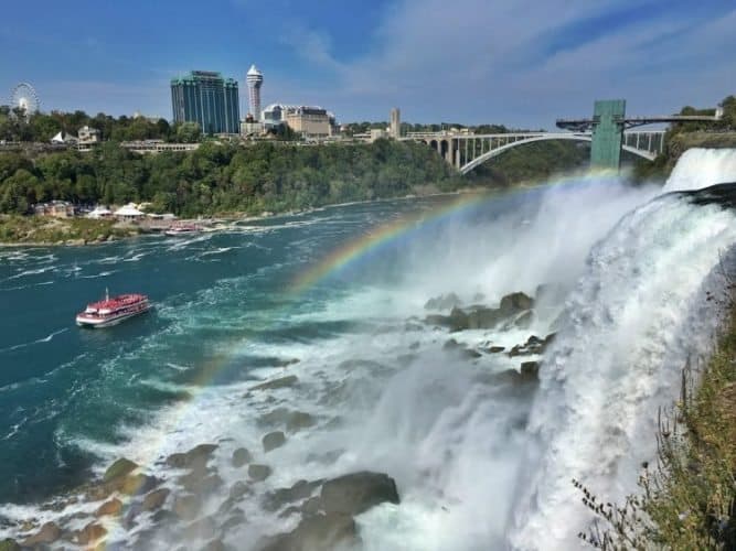 Visiting Niagara Falls is not complete without riding the Maid of the Mist boat, soaking in the mist and cheering at the rainbows, with Toronto skyline in the background! Trupti