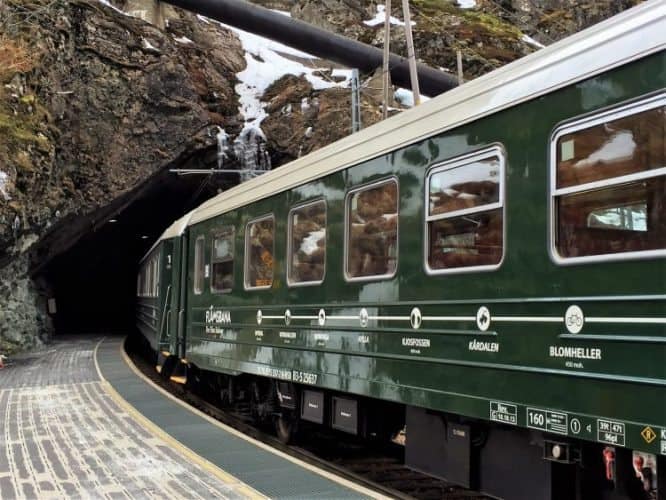 The Flam Railway enters a tunnel in Norway's Fjordland. Janis Turk photo.