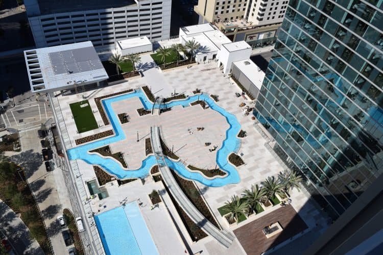 The Texas-shaped lazy river at the Marriott Marquis in Houston. Visit Houston photo.