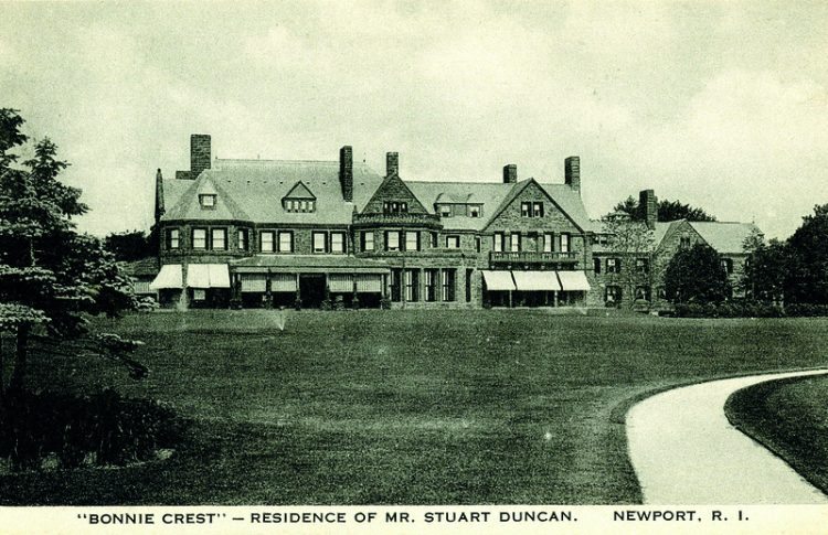 As Time Goes By. c.1920. “Bonnie Crest”-Residence of Mr. Stuart Duncan, Newport, R.I. Built between 1912 and 1916 on Harrison Avenue for Worcestershire Sauce Chairman Duncan. Architect John Russell Pope copied the manor of Lord Northcliffe in Worcestershire, England. Today the home is divided into condominiums.  