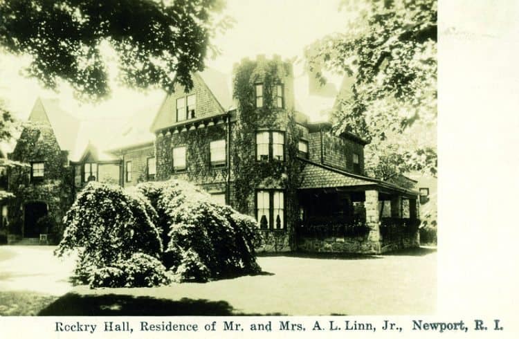 As Time Goes By. Rockry Hall, Residence of Mr. and Mrs. A.L. Linn, Jr. Newport, R.I. c. 1910. Located at the intersection of Bellevue and Narragansett. Known as the Albert Sumner House. Built in 1848 with later additions in 1888. A private residence today. mansions