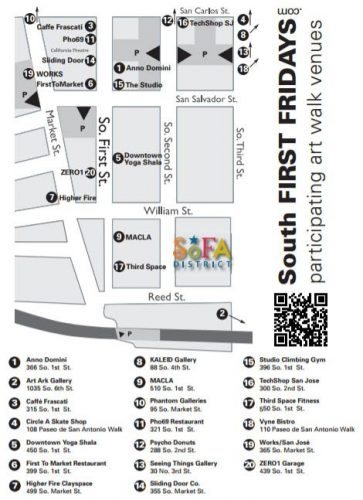 Map of the San Jose South First Fridays Art Walk
