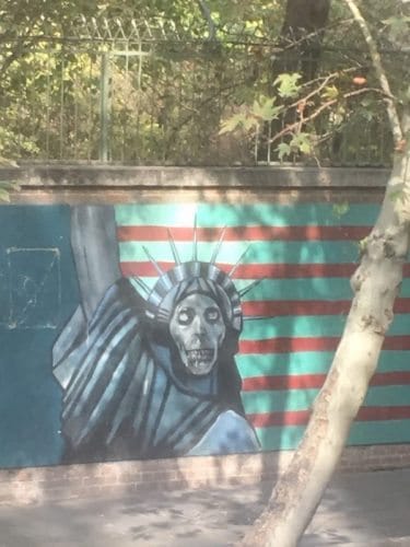 Anti US posters are a common site in Tehran, especially near the former US embassy.