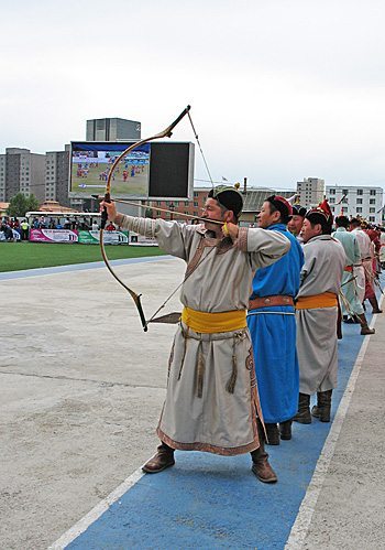 Archers compete at the Naadam Games in Ulaanbaatar, Mongolia.