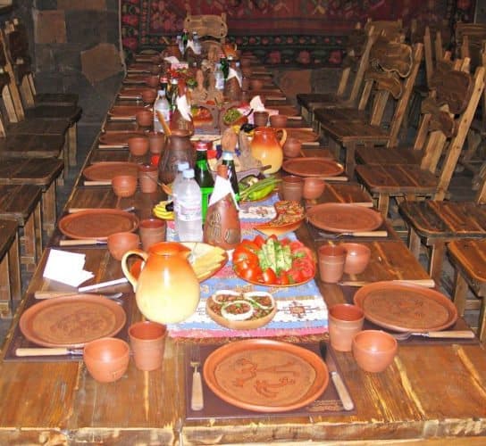 A feast at Gyumri’s Triangle restaurant in Armenia.