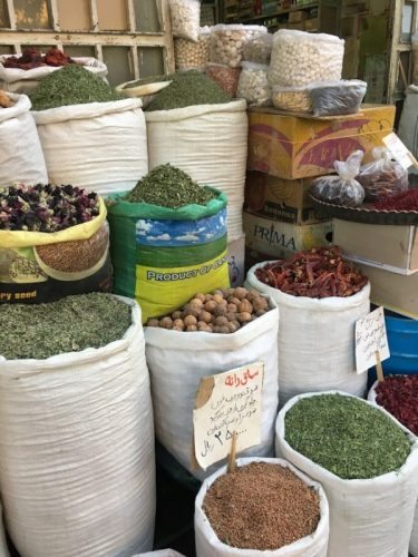 Spices in a bazaar in Iran.