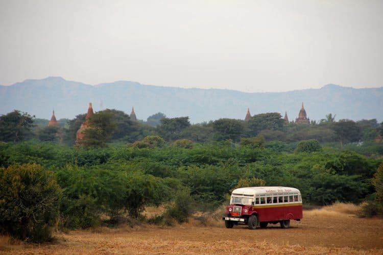 A bus in Bagan, Myanmar.