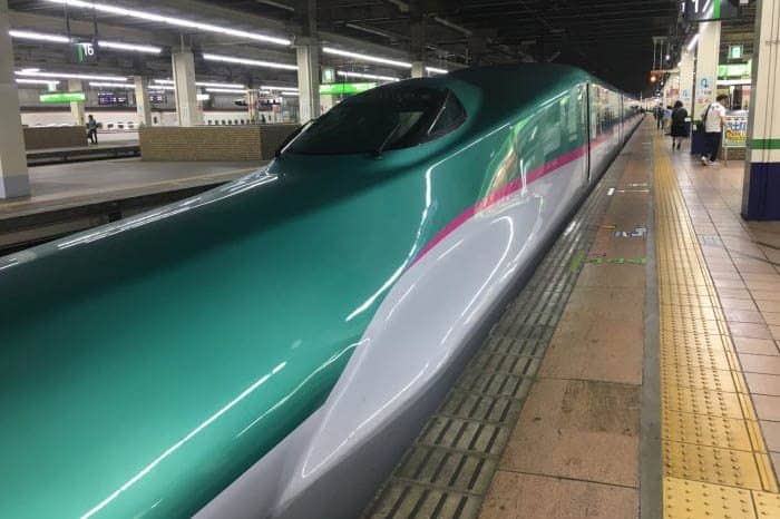 Up close, the Shinkansen looks like an alien, and the surface of the train feels like hard plastic. Dedicated tracks serve these high speed trains only.