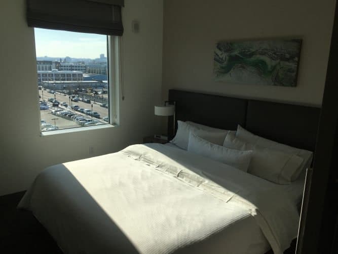 A guest suite at the Element Seaport Boston near the city's Seaport convention center. 