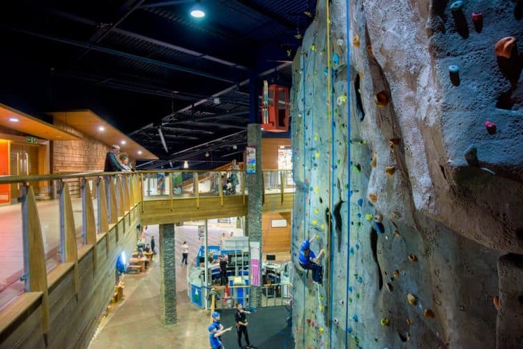 The indoor climbing wall at Chill Factor in Manchester. 