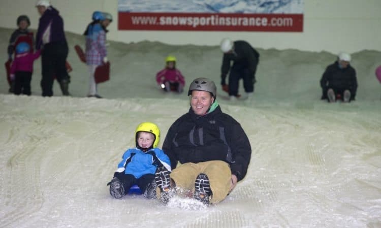Sledging at Snow Factor in Glasgow.
